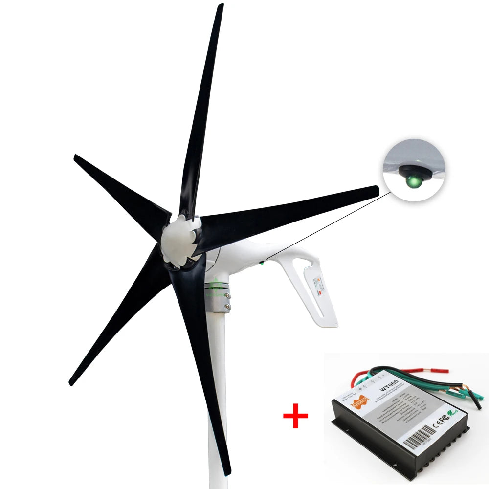 Ship From Spain 400W 12V 24V Wind Tubine Generator Horizontal Axis Mini Electric Windmill With LED Light Free 600W Controller