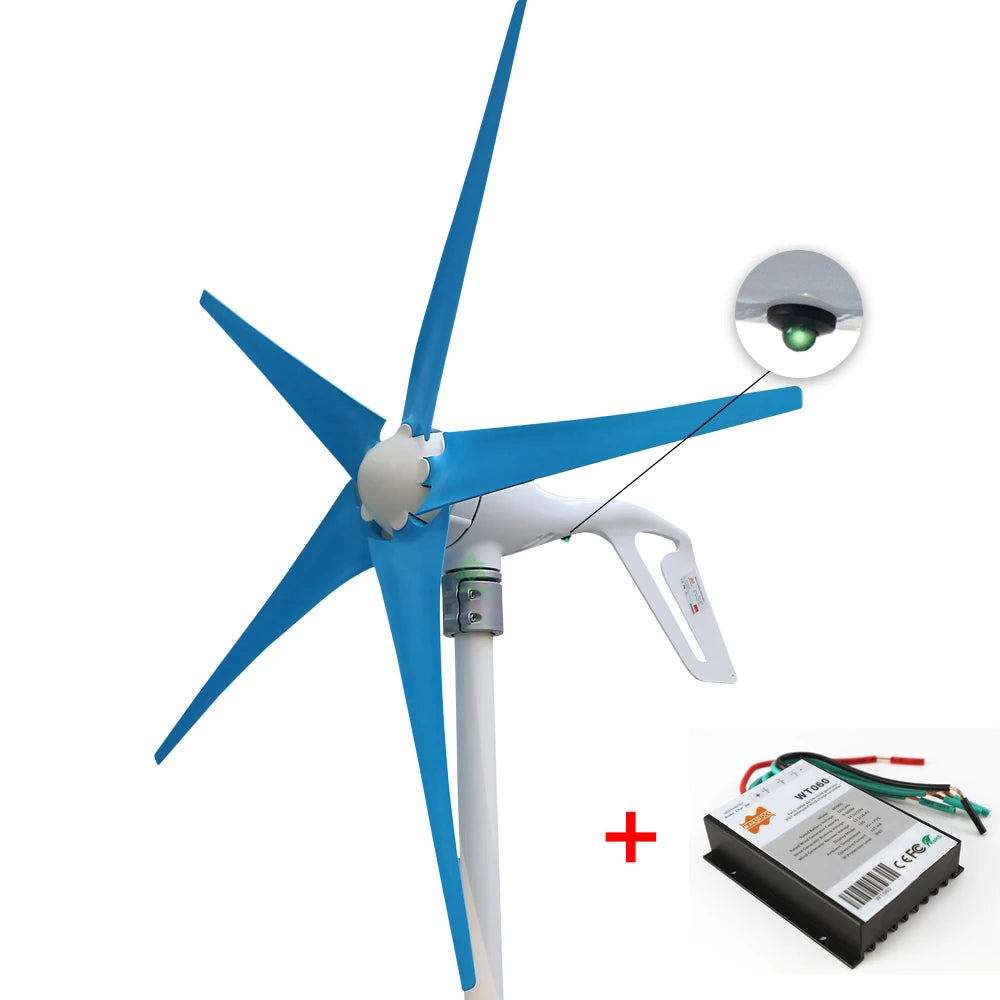 Ship From Spain 400W 12V 24V Wind Tubine Generator Horizontal Axis Mini Electric Windmill With LED Light Free 600W Controller