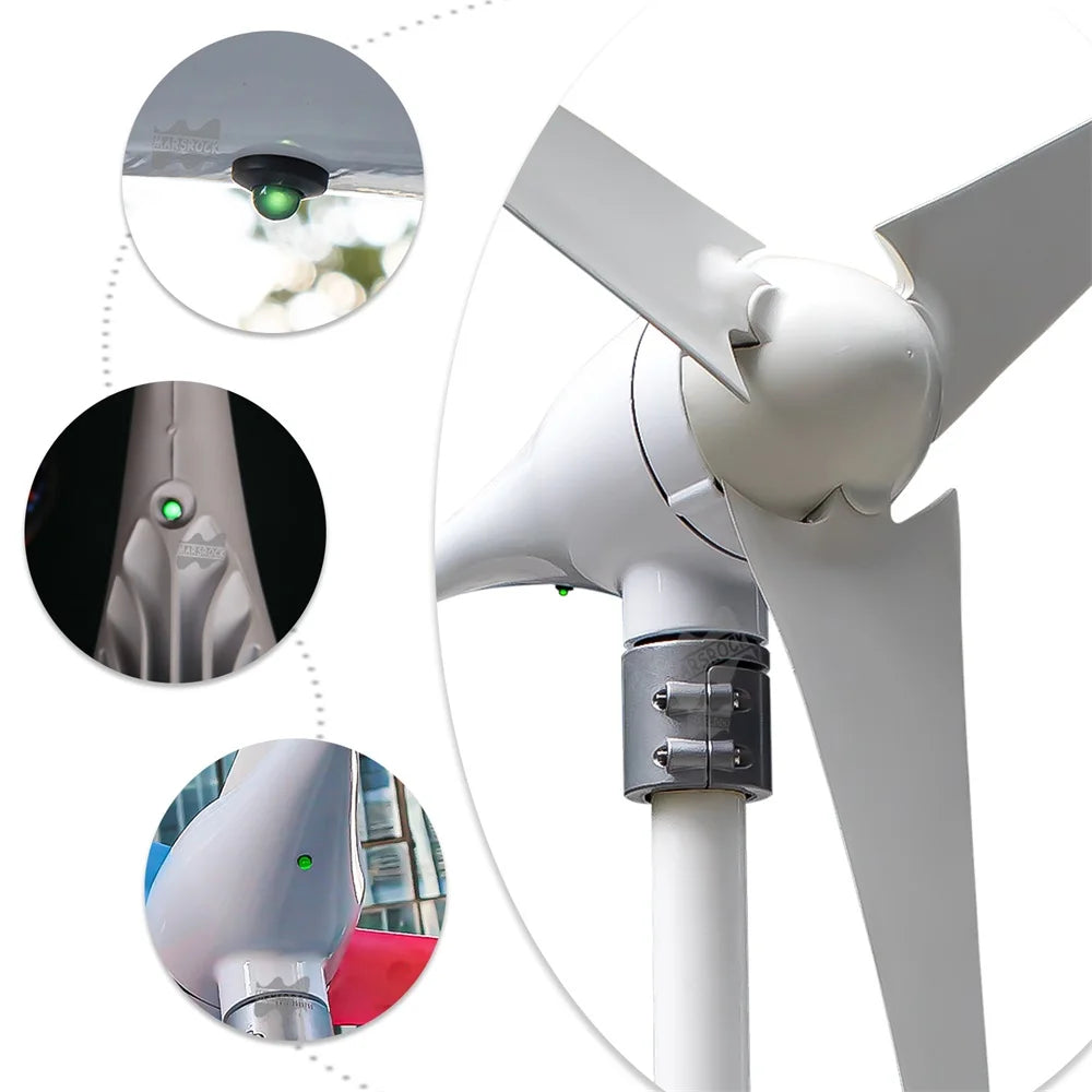600W 12V 24V Wind Turbine Generator 3 5 Blades Residential wind Generator with Free MPPT Controller