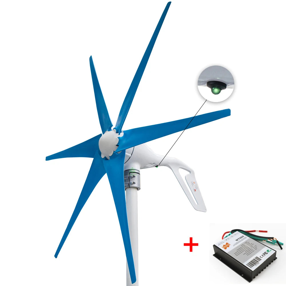 Ship From Spain 400W 12V 24V Wind Tubine Generator Horizontal Axis Mini Electric Windmill With LED Light Free 600W Controller