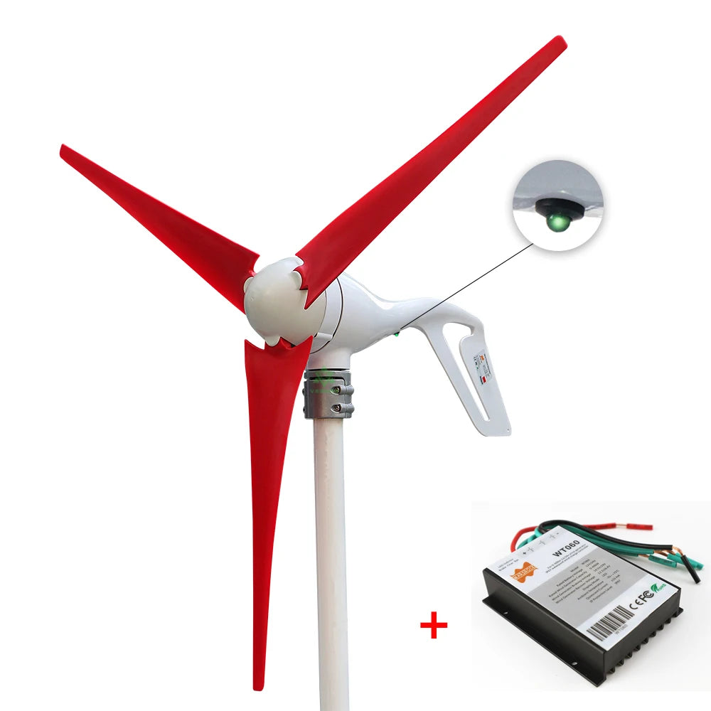 Ship From Spain 400W 12V 24V Wind Tubine Generator Horizontal Axis Mini Electric Windmill With LED Light Free 600W Controller