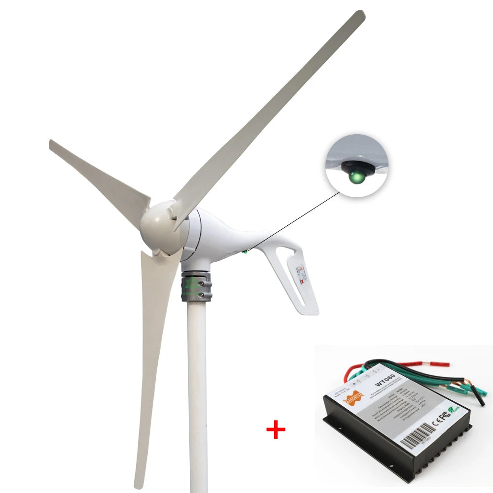 Ship From Spain 400W 12V 24V Wind Tubine Generator Horizontal Axis Mini Electric Windmill With LED Light Free 600W Controller