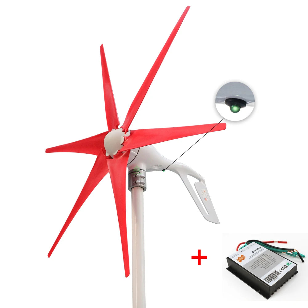 Ship From Spain 400W 12V 24V Wind Tubine Generator Horizontal Axis Mini Electric Windmill With LED Light Free 600W Controller