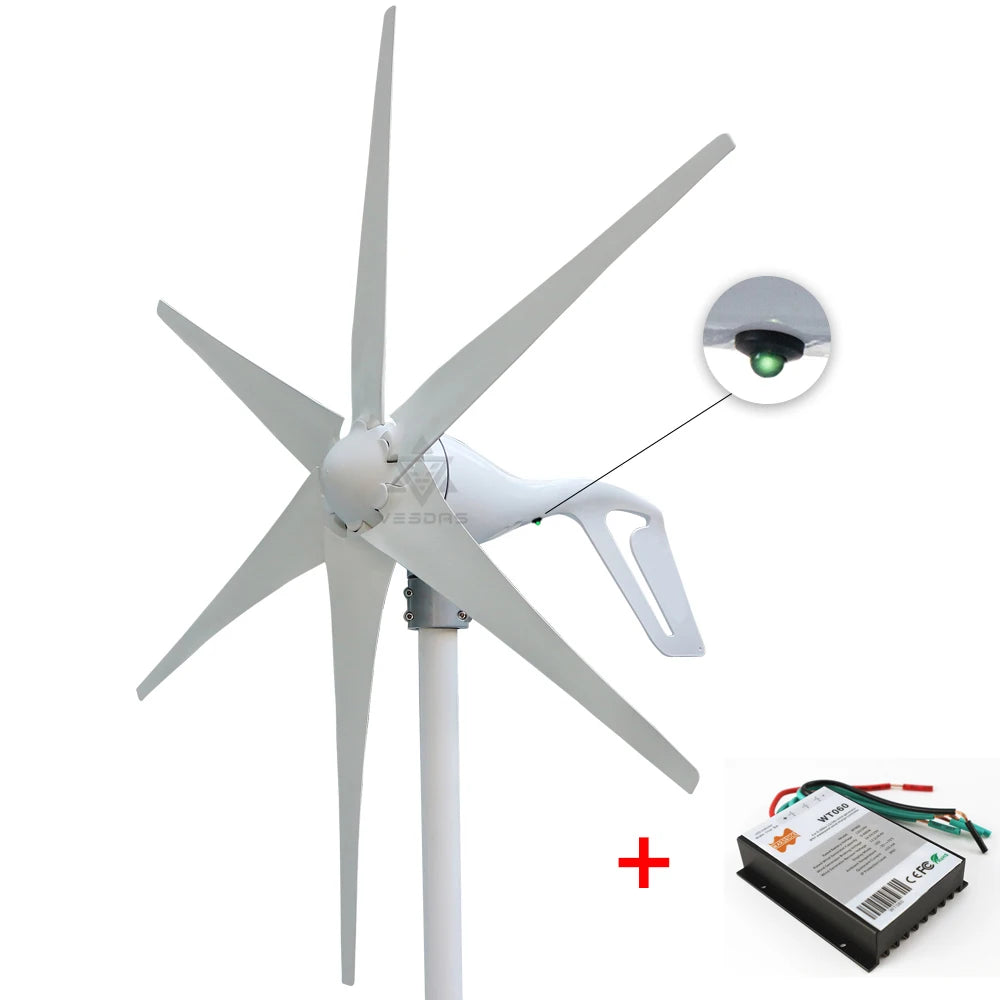 Ship From Spain 400W 12V 24V Wind Tubine Generator Horizontal Axis Mini Electric Windmill With LED Light Free 600W Controller