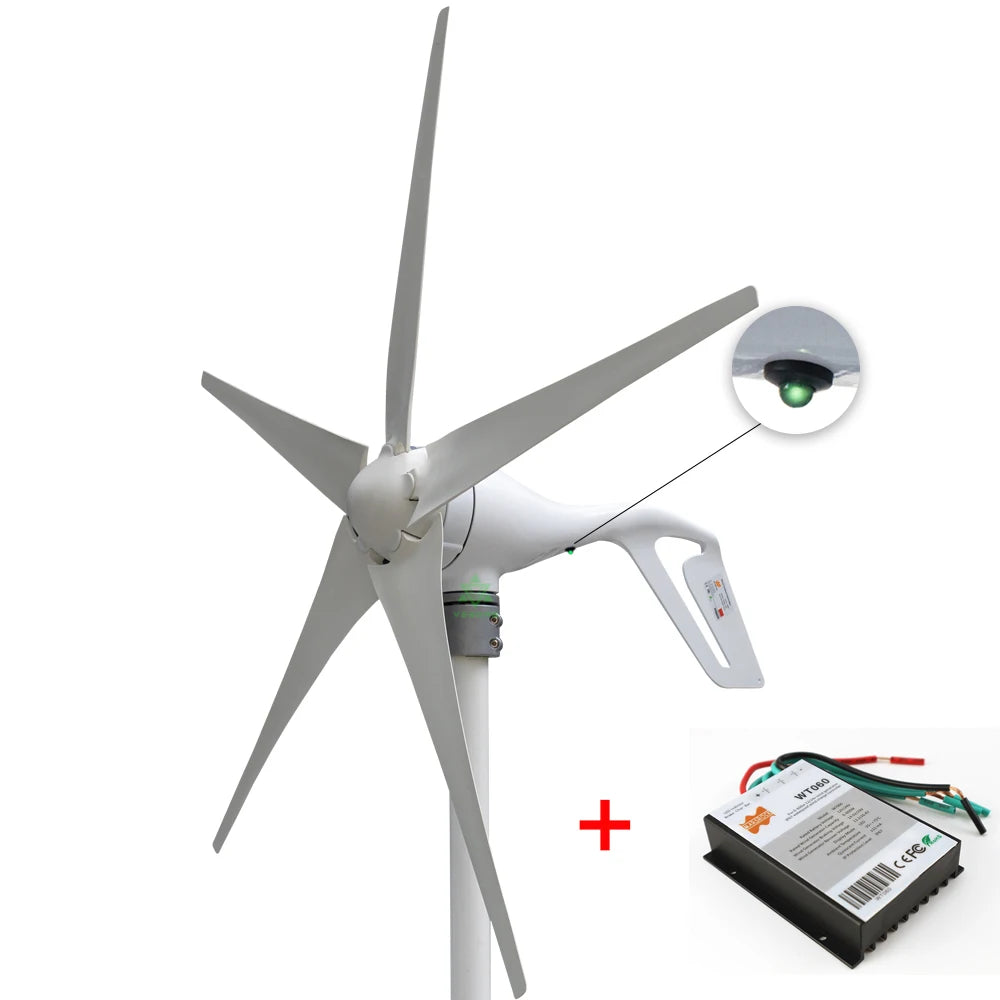 Ship From Spain 400W 12V 24V Wind Tubine Generator Horizontal Axis Mini Electric Windmill With LED Light Free 600W Controller