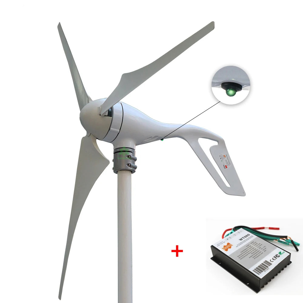 Ship From Spain 400W 12V 24V Wind Tubine Generator Horizontal Axis Mini Electric Windmill With LED Light Free 600W Controller