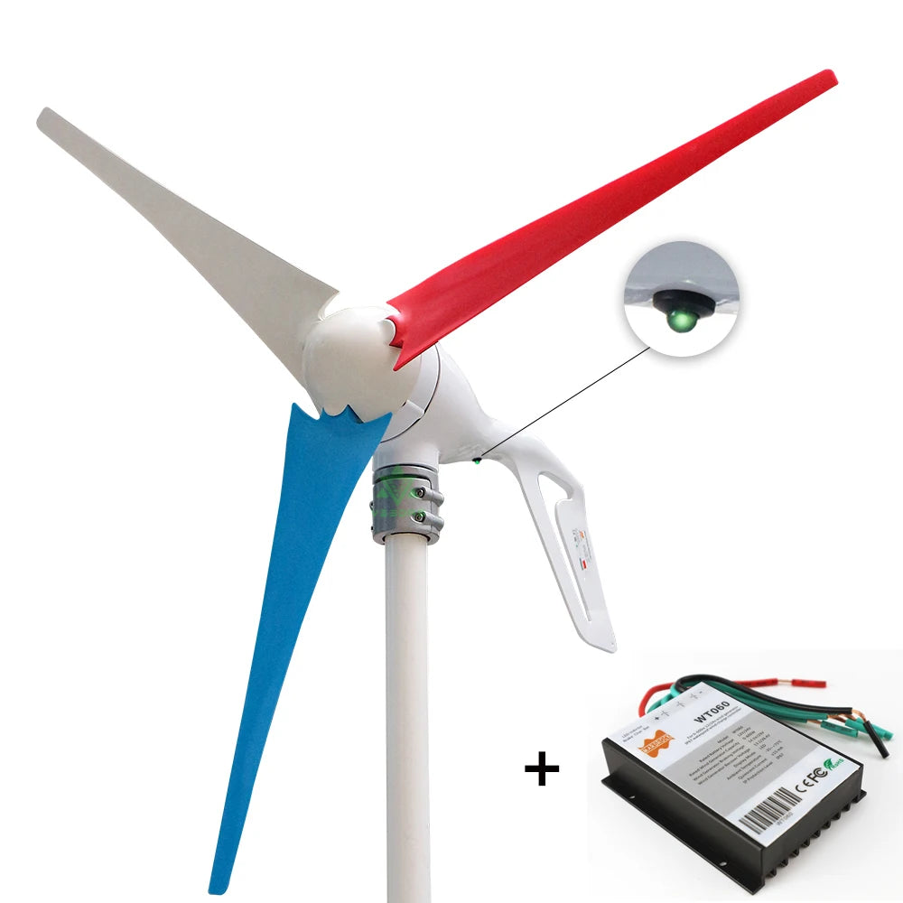 Ship From Spain 400W 12V 24V Wind Tubine Generator Horizontal Axis Mini Electric Windmill With LED Light Free 600W Controller