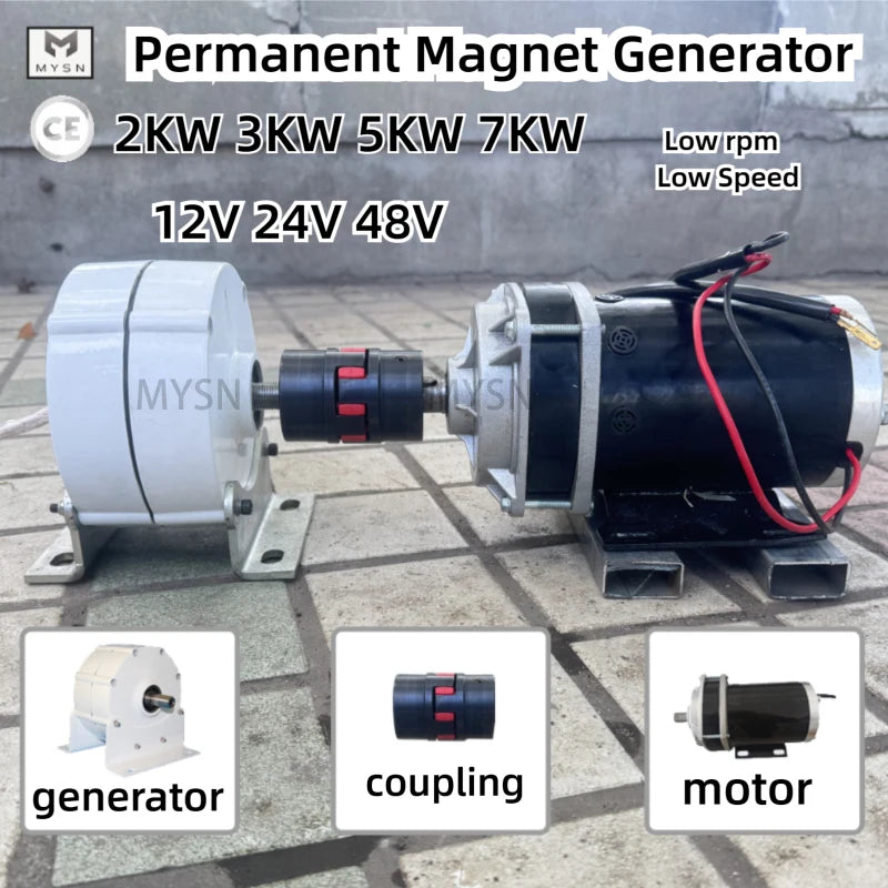 12V 48V Alternator 5KW 3KW 24V Permanent Magnet Generator 3 Phase AC Output Electric Generator Dynamo For Portable Power Kit DIY