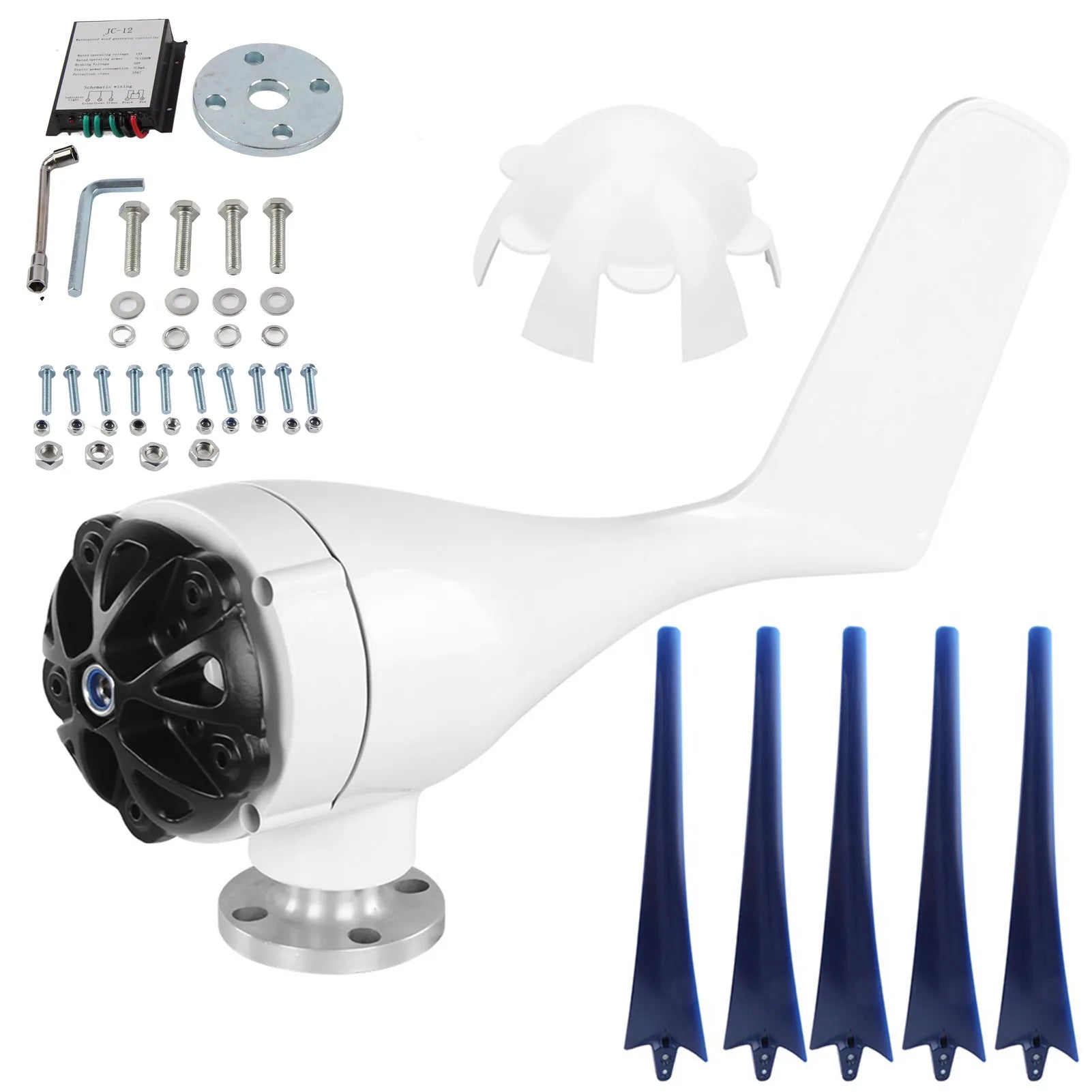 5 Blades Wind Generator 800W Small Wind Generator 5 Blades Power Parts Turbines Kit for Marine Home Charging 800W Wind Generator