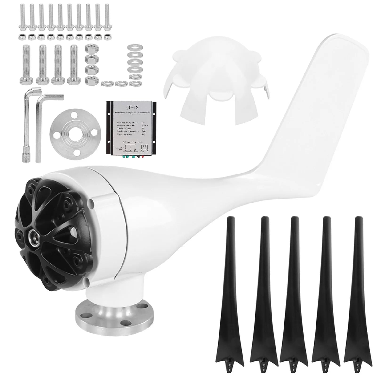 5 Blades Wind Generator 800W Small Wind Generator 5 Blades Power Parts Turbines Kit for Marine Home Charging 800W Wind Generator