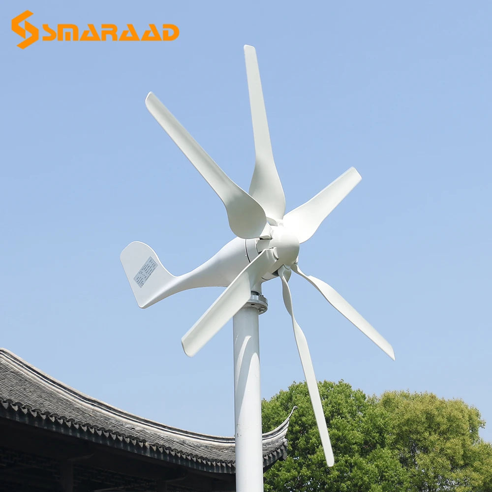 Wind Turbine Generator 12V 24V 48V 400w 600w 800w 1kw Free Alternative Energy Windmills with MPPT Hybrid Controller 3/5/6 Blades