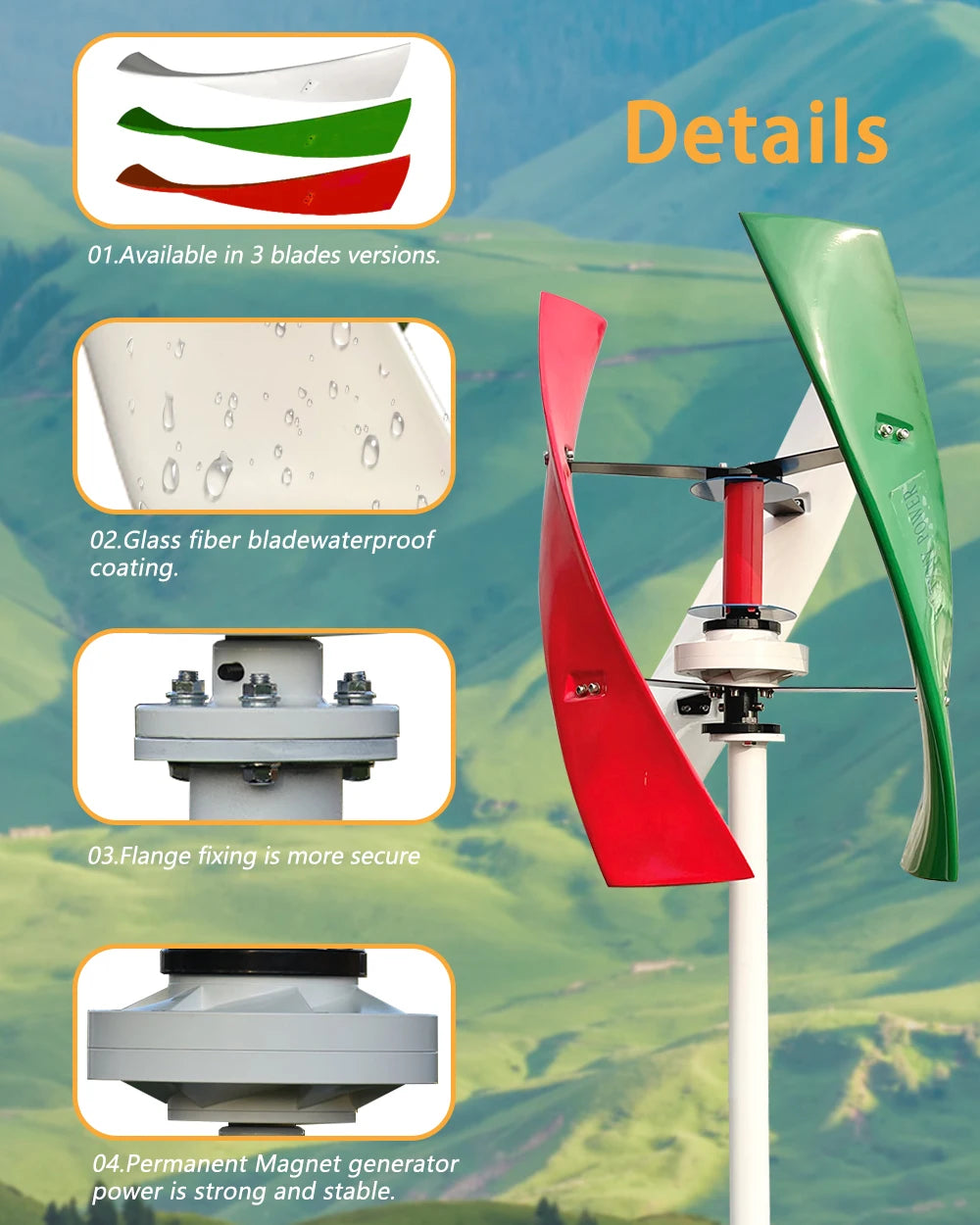 Wind Turbine Power Generator 10000W Off Grid System 12V 24V 48V Output 220V 230V 240V System For Home Complete Kit MPPT Charger