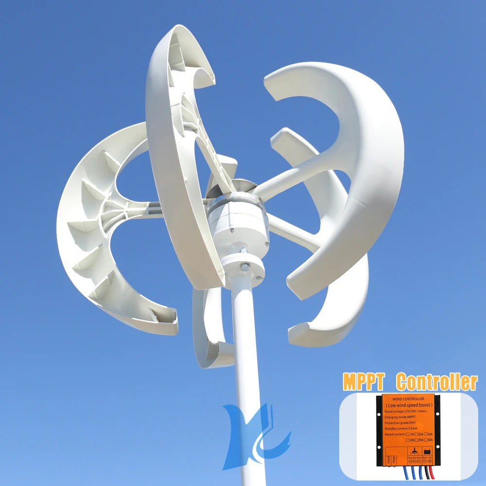 3KW 5KW 8KW 10KW Vertical Wind Power Turbine 12V 24V 48V Home Roof Wind Energy Generator 5 Blades Windmill With MPPT Controller