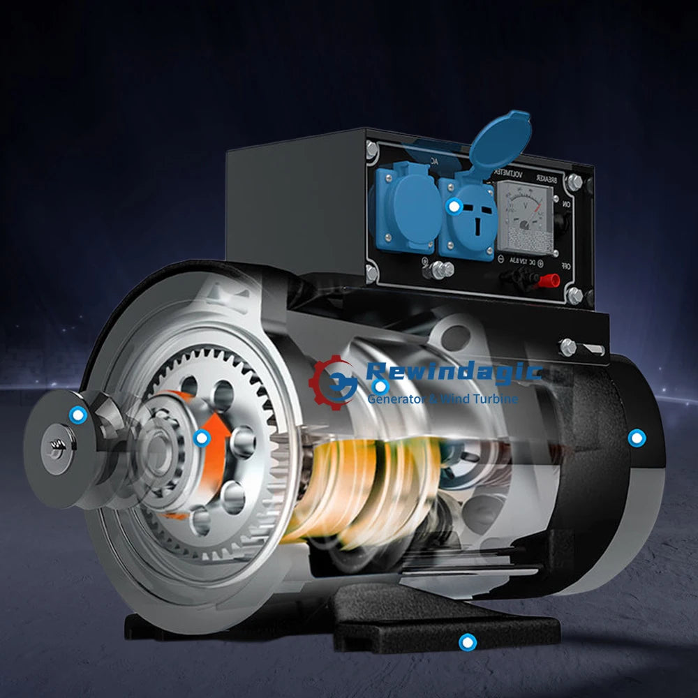 30KW 50KW 80KW 100KW 220V 1Phase Alternator 12V Permanent Magnet Generator With Circuit Breaker With 2800RPM Motor Complete Set