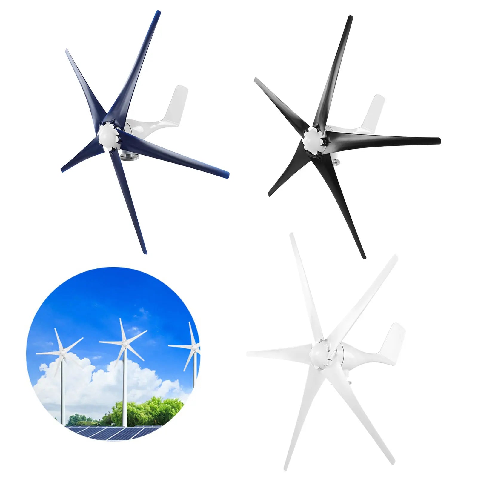 5 Blades Wind Generator 800W Small Wind Generator 5 Blades Power Parts Turbines Kit for Marine Home Charging 800W Wind Generator