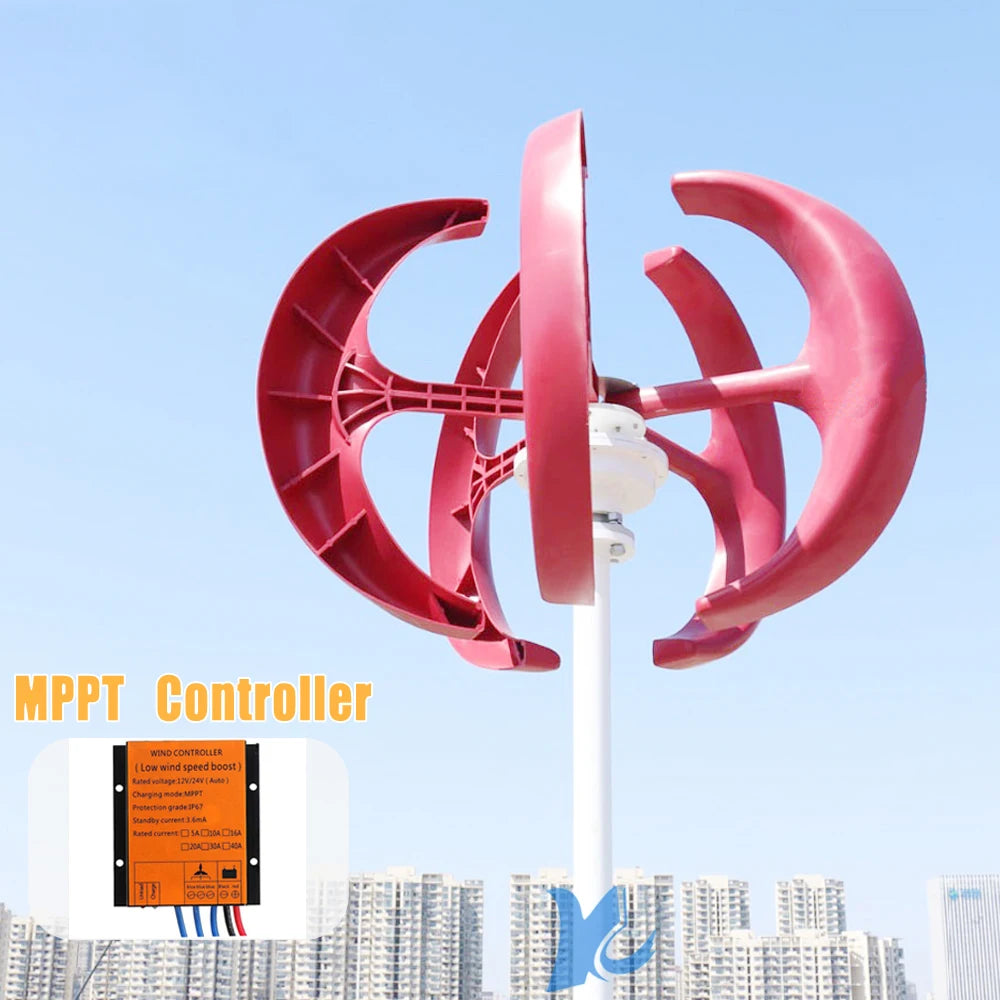 3KW 5KW 8KW 10KW Vertical Wind Power Turbine 12V 24V 48V Home Roof Wind Energy Generator 5 Blades Windmill With MPPT Controller