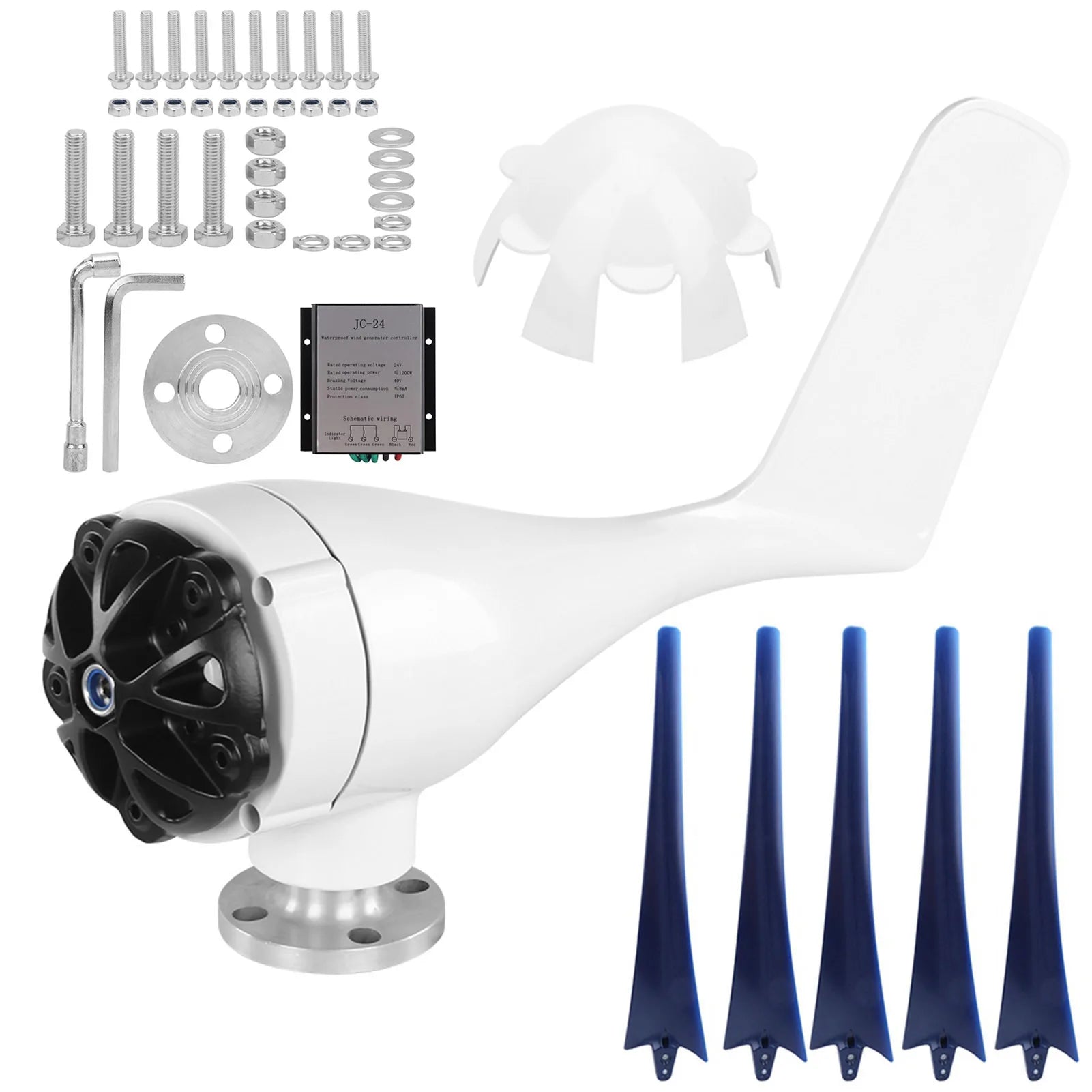 5 Blades Wind Generator 800W Small Wind Generator 5 Blades Power Parts Turbines Kit for Marine Home Charging 800W Wind Generator