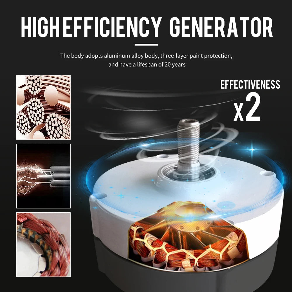 Wind Turbine Generator 12V 24V 48V 400w 600w 800w 1kw Free Alternative Energy Windmills with MPPT Hybrid Controller 3/5/6 Blades