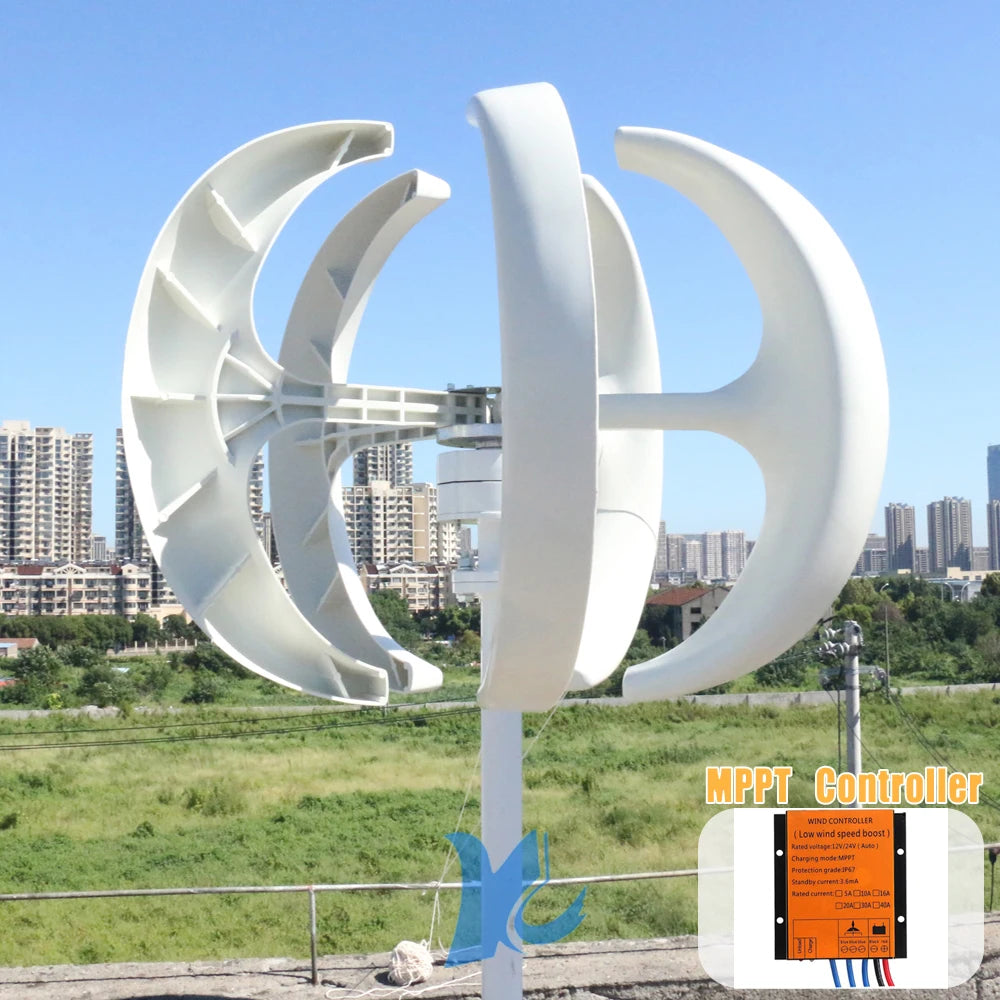 3KW 5KW 8KW 10KW Vertical Wind Power Turbine 12V 24V 48V Home Roof Wind Energy Generator 5 Blades Windmill With MPPT Controller