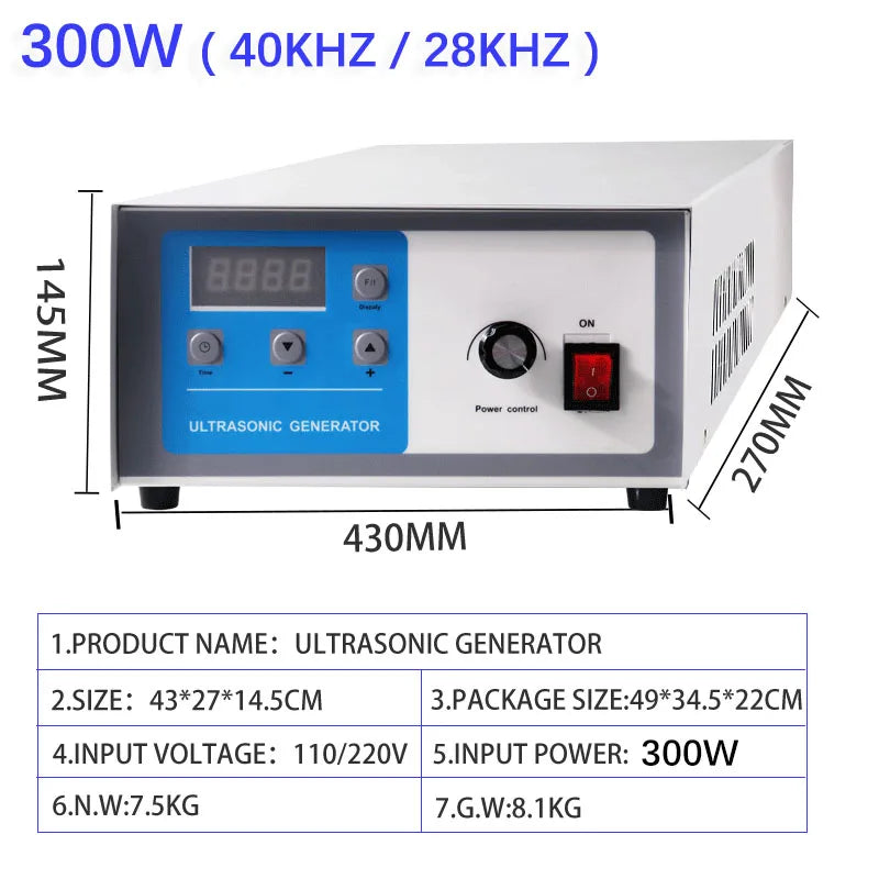 Ultrasonic Generator for Industrial Cleaning Machine 600W-3000W Power Adjustable Timing Remote Control Transducer